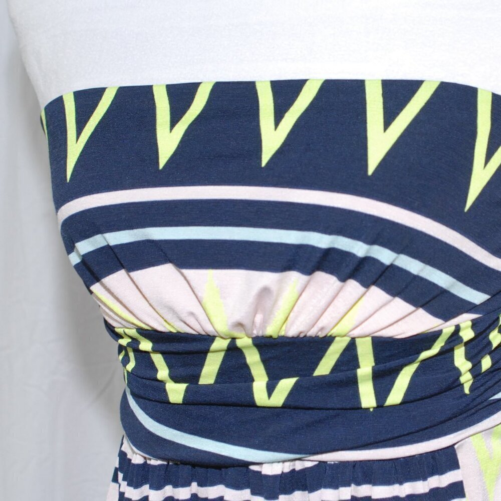 Strapless Maxi Dress Built in Bra Vanilla Bay Womens Medium Neon Yellow Cream - Picture 3 of 9